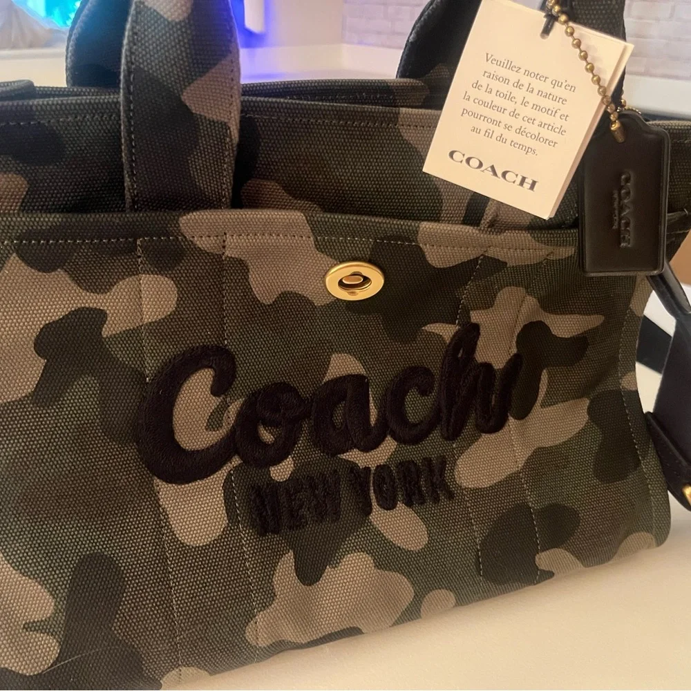 Coach Camouflage Canvas Tote Messenger in Green, Black and Brown